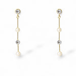Tori gold pearl and crystal drop earrings by Ariel Taub