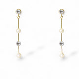 Tori gold pearl and crystal drop earrings by Ariel Taub