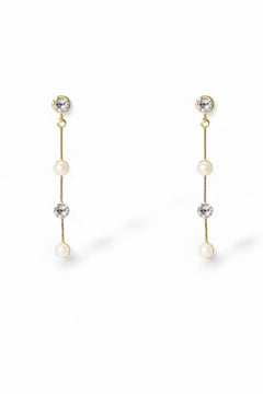 Tori gold pearl and crystal drop earrings by Ariel Taub