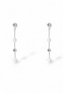 Tori silver pearl and crystal drop earrings by Ariel Taub