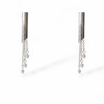 Tracy silver mod pearl earrings with chain detail by Ariel Taub