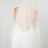 Back view of Twinkle veil showcasing Austrian pearls and crystals throughout
