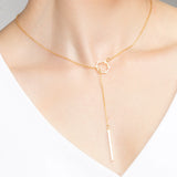 Veronica Hexagon Crystal Lariat Necklace