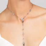 Fun and modern Ricky spike crystal necklace featuring a modern crystal chain adorned with a detachable silver crystal pendant, perfect for adding understated sparkle to any outfit.