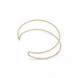 Angled view of Spencer gold cuff bracelet showing double band design