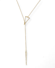  Gold Sutton lariat necklace with triangle loop and pavé spike drop