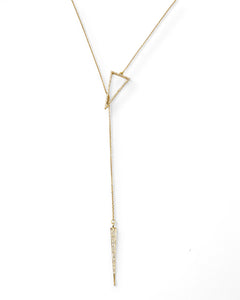 Gold Sutton lariat necklace with triangle loop and pavé spike drop