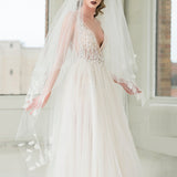 Delilah Two-Tier Handkerchief Waltz Floral Veil