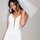 Ariana Shoulder Bubble Veil with Satin Bow