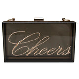 Irresistible Crystal "Cheers" Lucite Clutch