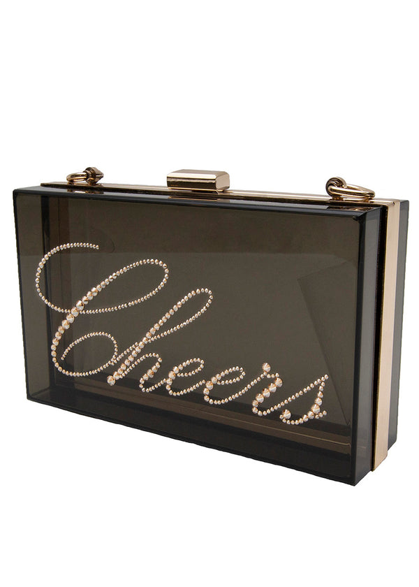Irresistible Crystal "Cheers" Lucite Clutch
