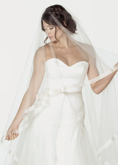Elana Striped Ribbon Cathedral Veil