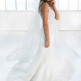 Grace Light Ivory Alencon Lace Cathedral Lace Veil