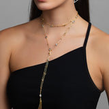 London Crystal Tassel Lariat Necklace