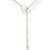 Mila Crystal and Pearl Lariat Necklace